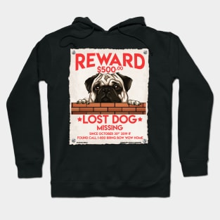 Missing Dog Pug Canine Animal Lover's Novelty Gift Hoodie